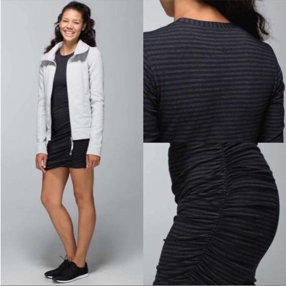 Lululemon anytime dress black and gray classic stripe - Picture 2 of 6